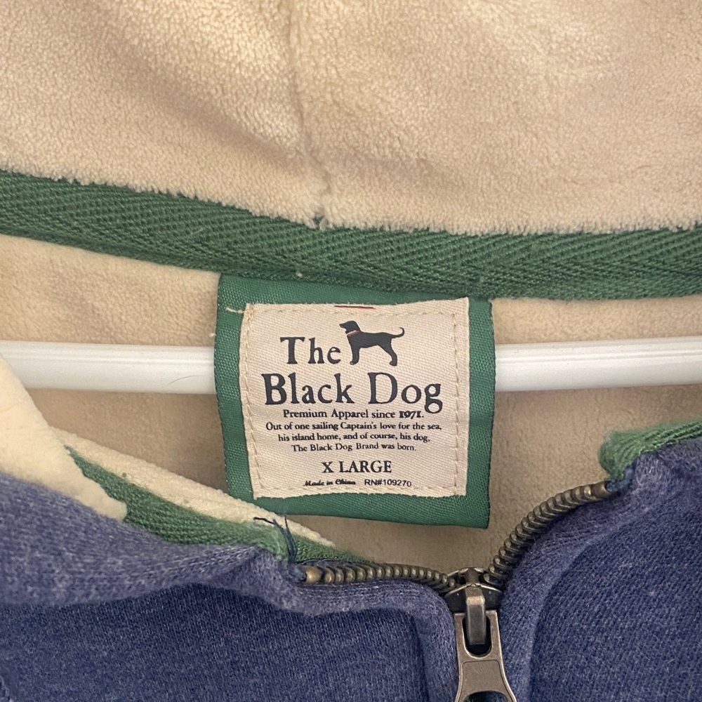 The Black Dog navy and cream zip-front hoodie - Picture 2 of 2